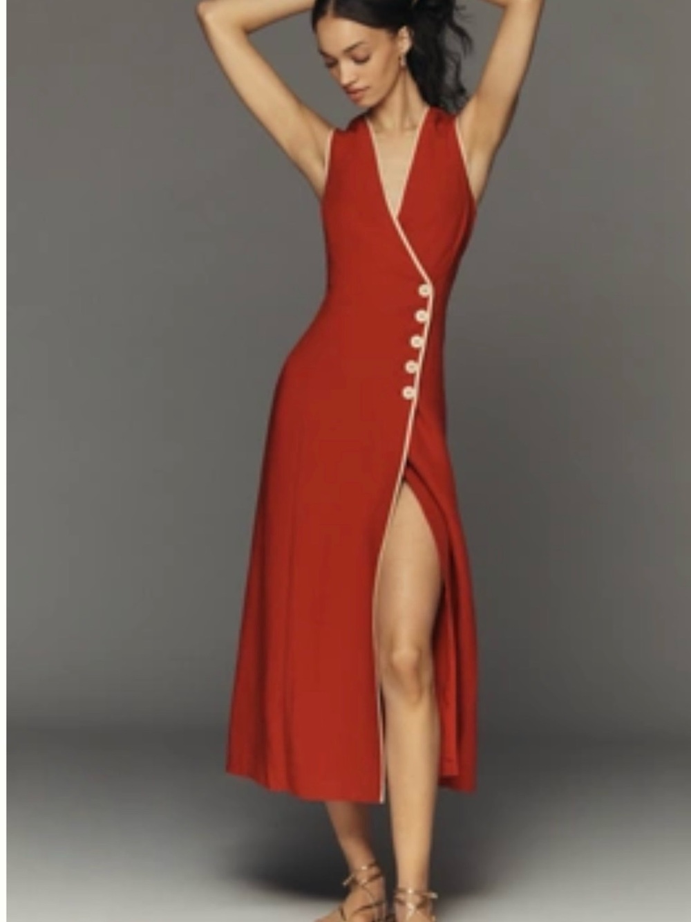 MARE MARE SLEEVELESS WRAP MIDI DRESS